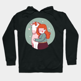 Lovely red haired girl with unicorn friend Hoodie